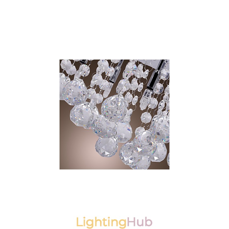 Modern Contemporary Crystal Chrome Metal Flush Mount