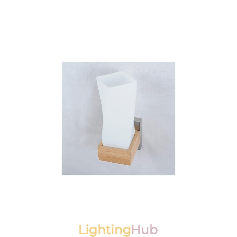 Simple Wall Lamp Bedside Desk Lamp With Glass Shade and Solid Wood for Bedroom Dresser Living Room Baby Room College Dorm Coffee Table Bookcas