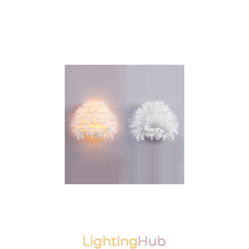 Feather Wall Lights Modern Contemporary Bedroom Hotel Wall Sconces E14