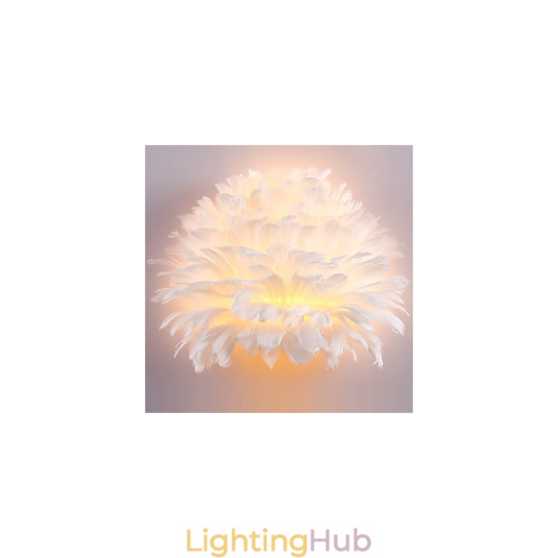 Feather Wall Lights Modern Contemporary Bedroom Hotel Wall Sconces E14