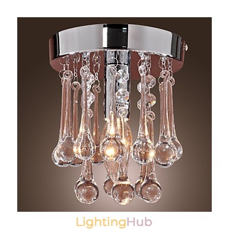 Modern Contemporary Crystal Mini Style Chrome Flush Mount Modern Contemporary Crystal Mini Style Chrome Flush Mount