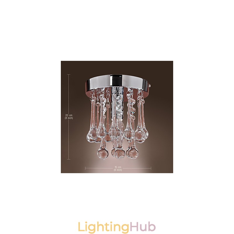Modern Contemporary Crystal Mini Style Chrome Flush Mount