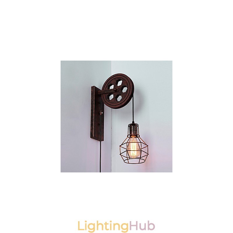 Industrial Retro Iron Wall Lamp Creative Personality Lift Pulley Wall Lamp
