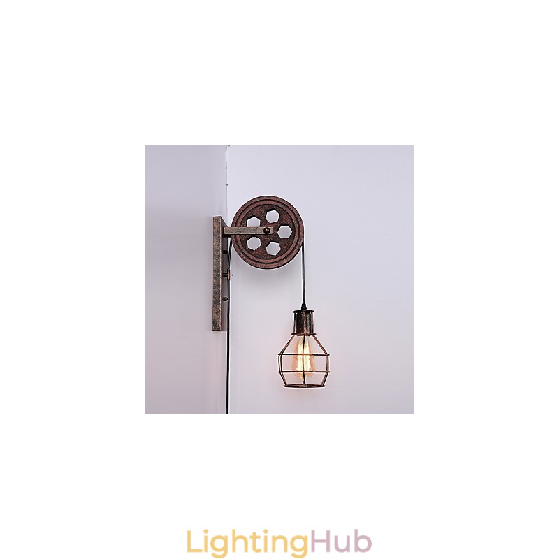 Industrial Retro Iron Wall Lamp Creative Personality Lift Pulley Wall Lamp