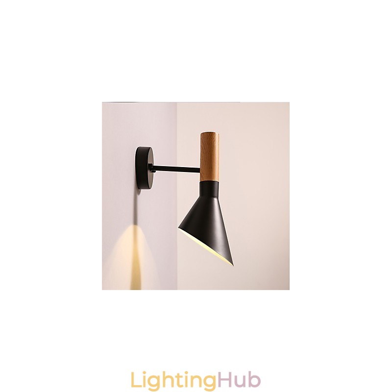 Northern Europe Style Wood Grain Metal Wall Lights Living Room Restaurant Light Angle Adjustable