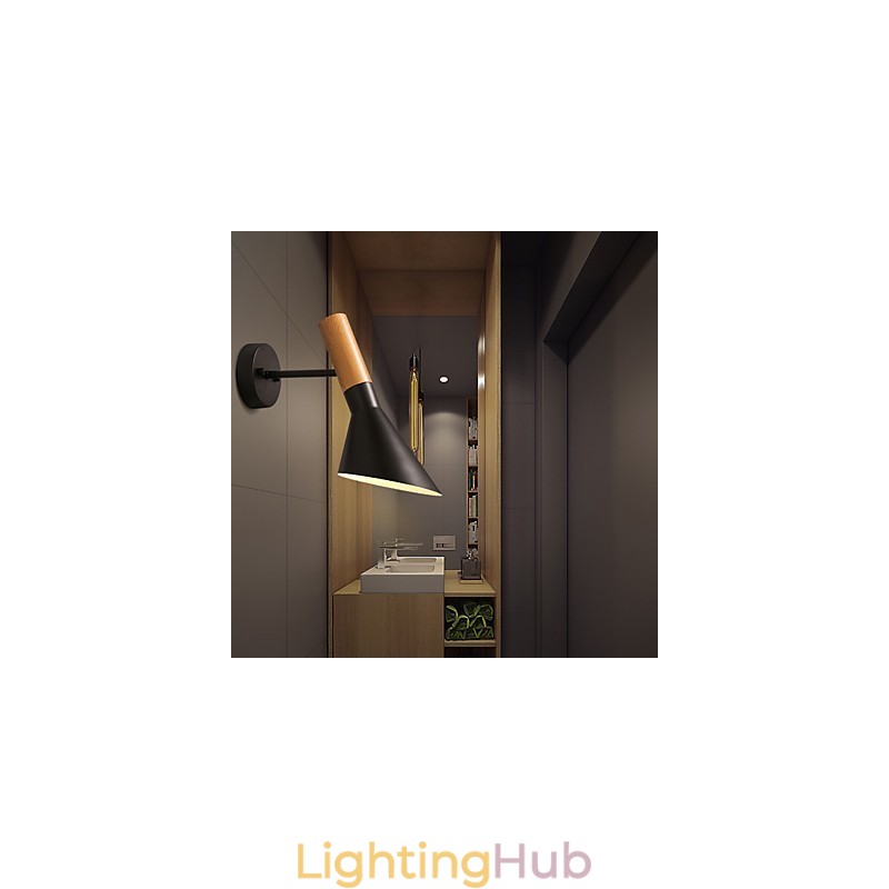 Northern Europe Style Wood Grain Metal Wall Lights Living Room Restaurant Light Angle Adjustable