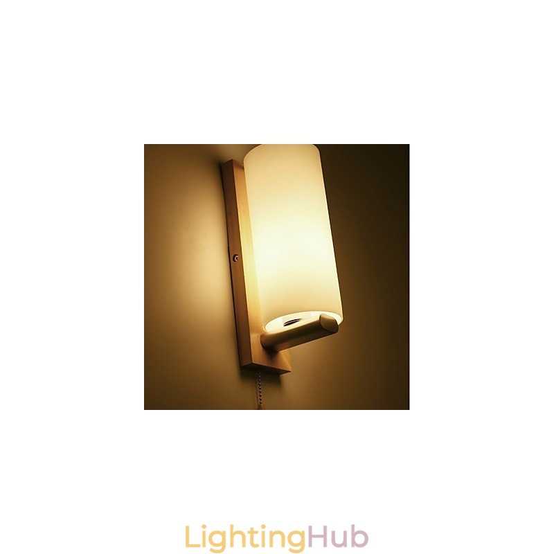 Novelty Country Feature for Mini Style Eye Protection Ambient Light Wall Sconces Wall Light Log Wood Bedroom Bedside Lamp