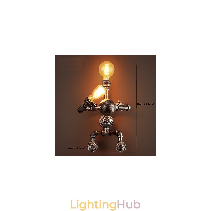 Loft Water Pipe Wall Lights Retro Industrial Style Creative Robot Design Metal Restaurant Cafe Bars Bar Table Wall Sconces