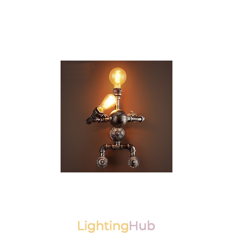 Loft Water Pipe Wall Lights Retro Industrial Style Creative Robot Design Metal Restaurant Cafe Bars Bar Table Wall Sconces