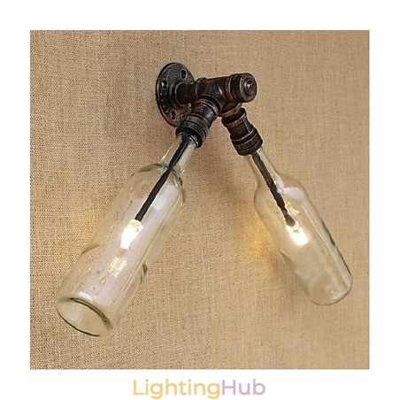 Retro American Village Creative Industry Wind Designer Water Bottle Wall Lamp Wall Light Blue Transparent Retro American Village Creative Industry Wind Designer Water Bottle Wall Lamp Wall Light Blue Transparent