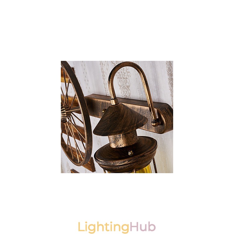Rustic Lodge Painting Feature for Mini Style Uplight Wall Sconces Wall Light