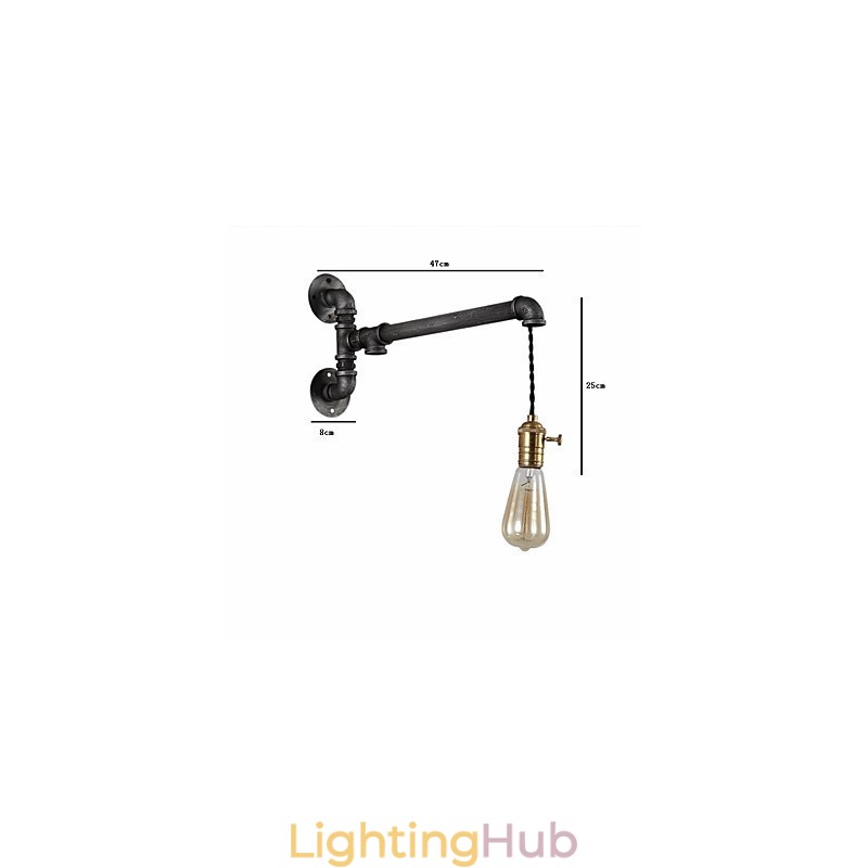 Vintage Industrial Pipe Wall Lights With switch Creative Lights Restaurant Cafe Bar Decoration lighting With 1 Light Painted Finish