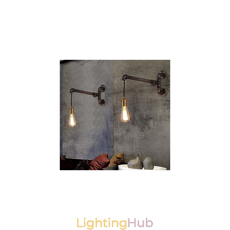 Vintage Industrial Pipe Wall Lights With switch Creative Lights Restaurant Cafe Bar Decoration lighting With 1 Light Painted Finish