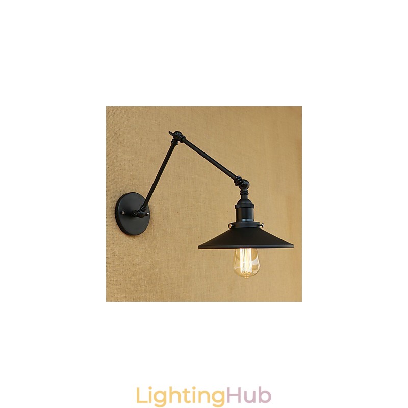 Rustic Lodge Country Retro Painting Feature for Mini Style Swing Arm Wall Lamp