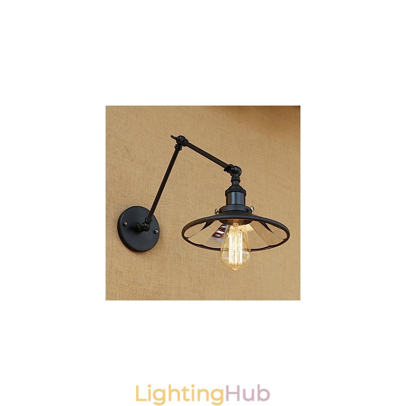 Rustic Lodge Country Retro Painting Feature for Mini Style Swing Arm Wall Lamp