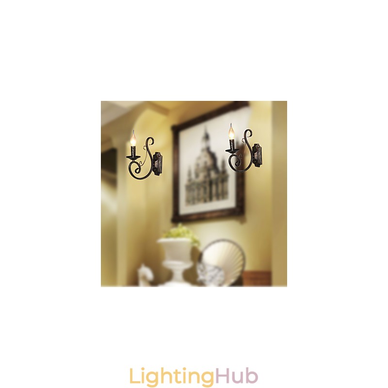 Mini Retro Wall Lamp Hallway Metal Candle Shape Wall Lamp Lighting
