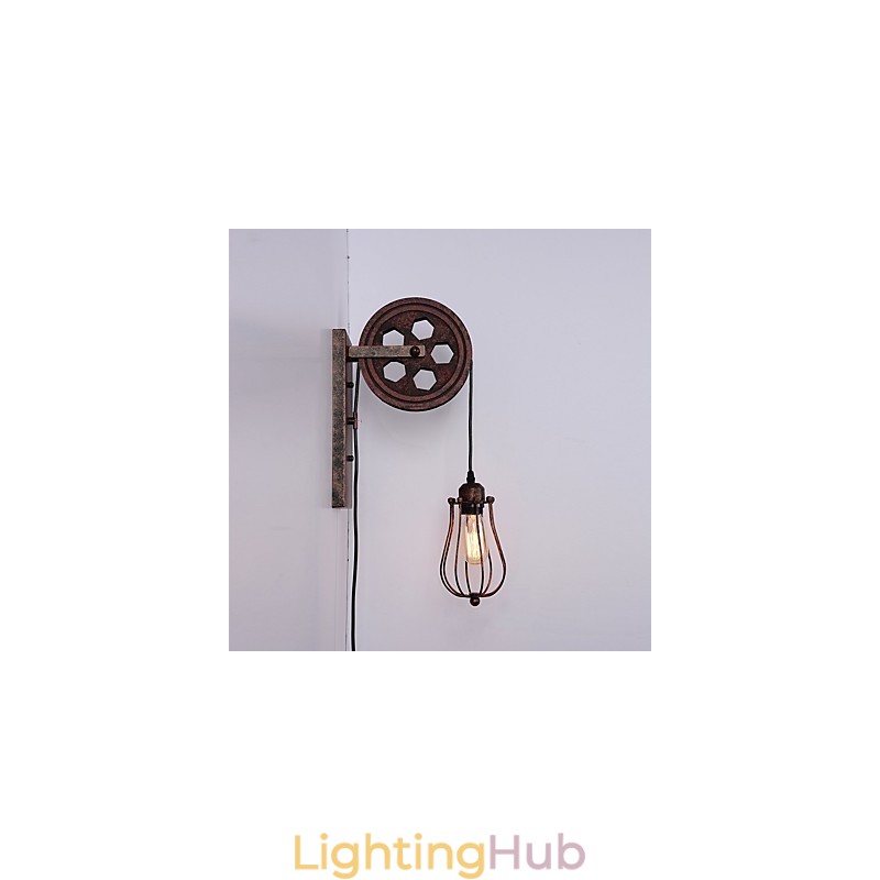 Industrial Retro Iron Wall Lamp Creative Personality Lift Pulley Wall Lamp