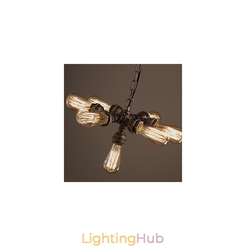 American Industrial Water Pipe Retro style Wind 7 Light Pendant Chandelier