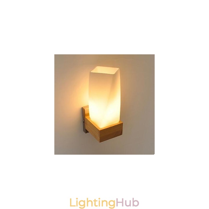 Simplicity Nordic Wood Art Living Room Corridor Balcony Glass Solid Wood Wall Lamp Of Bedroom The Head Of A Bed