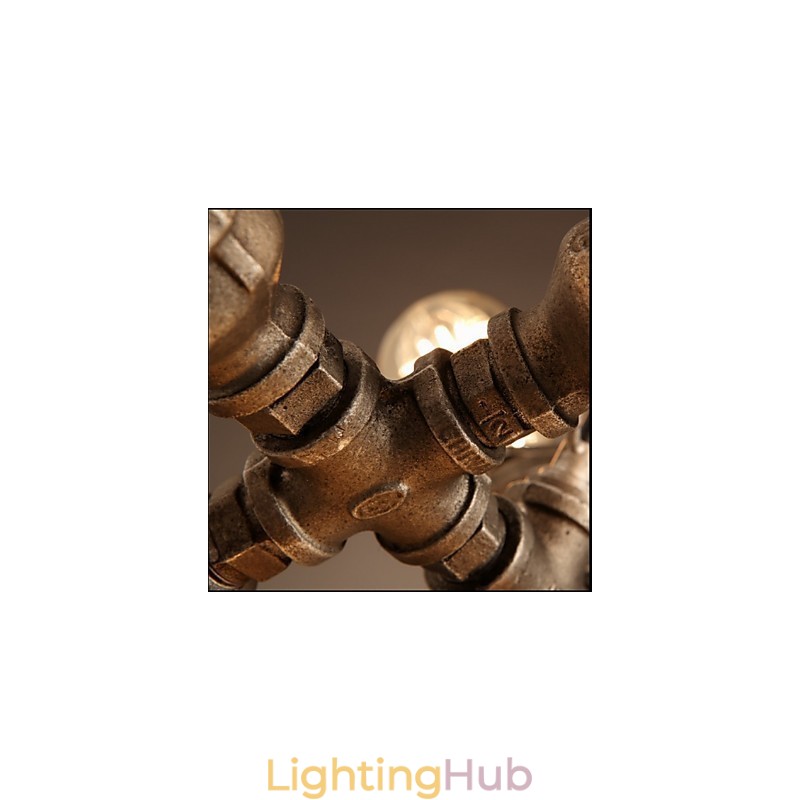 American Industrial Water Pipe Retro style Wind 7 Light Pendant Chandelier