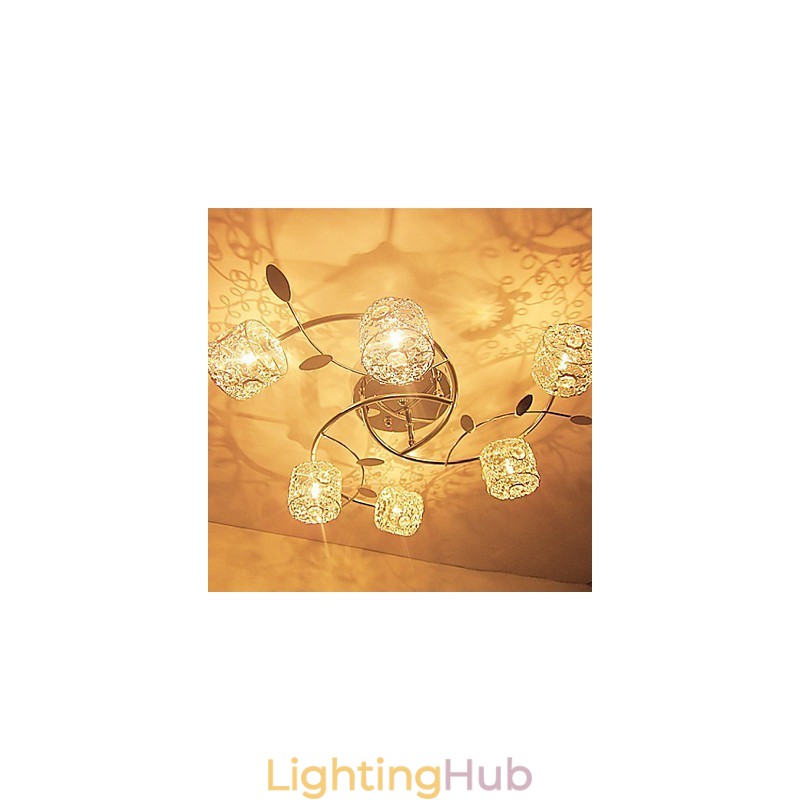 Modern Contemporary Crystal Electroplated Flush Mount