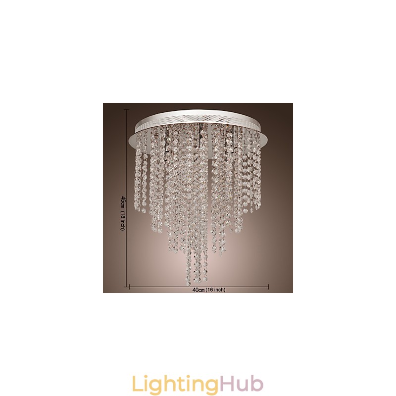 Modern Contemporary Crystal Mini Style Electroplated Metal Flush Mount
