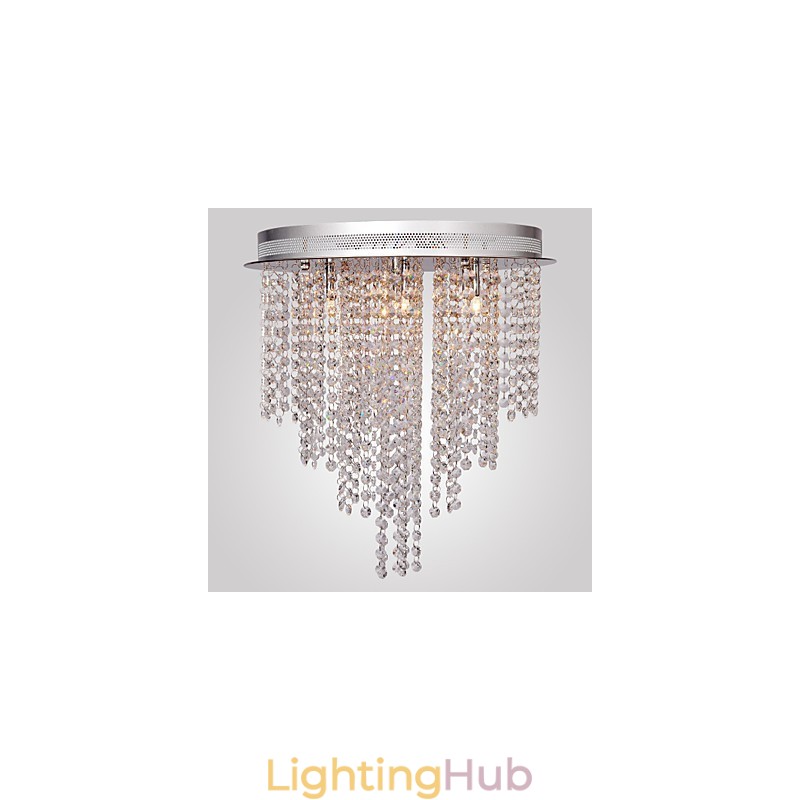 Modern Contemporary Crystal Mini Style Electroplated Metal Flush Mount