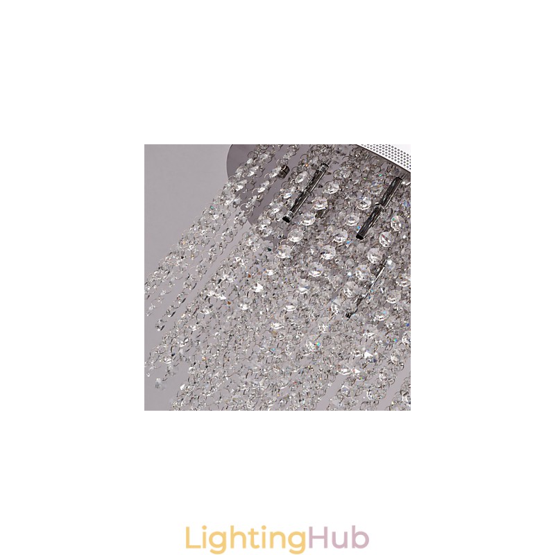 Modern Contemporary Crystal Mini Style Electroplated Metal Flush Mount