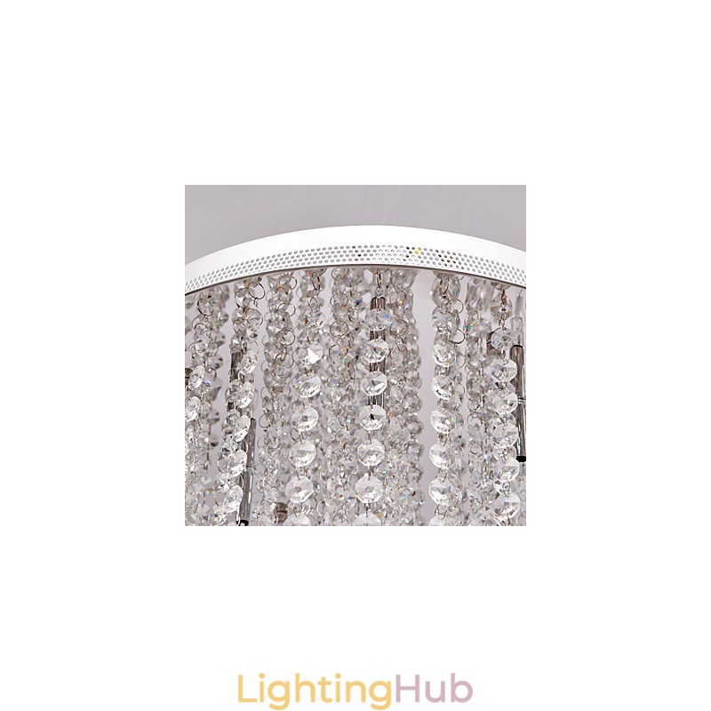Modern Contemporary Crystal Mini Style Electroplated Metal Flush Mount