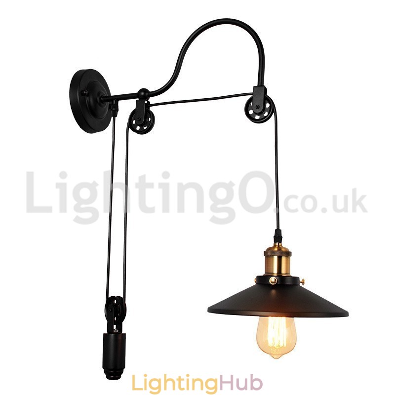 Retro Flush Mounted Wall Lights Aisle Bar Cafe Bedroom Study Loft Pulley Wall Lamp