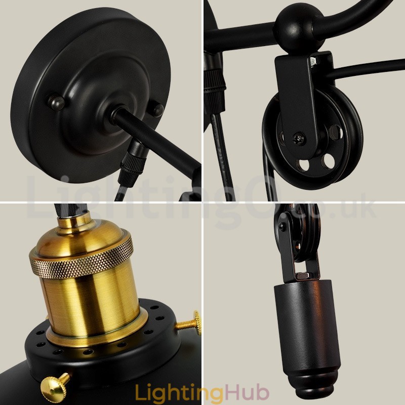 Retro Flush Mounted Wall Lights Aisle Bar Cafe Bedroom Study Loft Pulley Wall Lamp