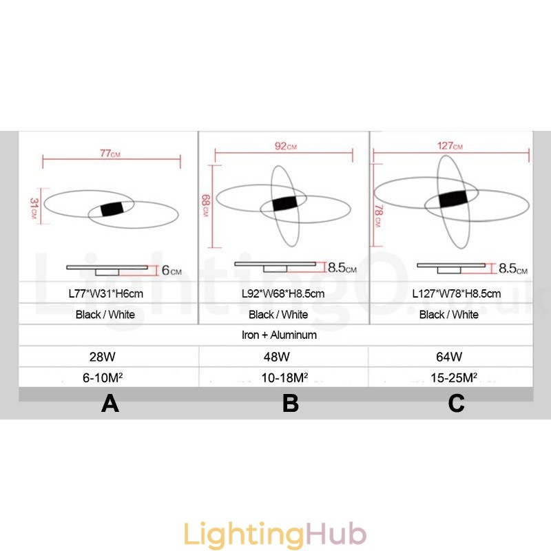 Dimmable Oval Modern Comtemporary Alumilium Ceiling Light Flush Mount Lamp for Living Room Bed Room Also Can Be Used As Wall Light