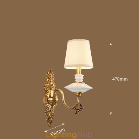 100% Pure Brass Luxurious Rustic Retro Vintage Brass Ceramics 1 Light Candle Wall Light with Fabric Shade Special for Hotel Office Showroom Living Room Dinning Room 100% Pure Brass Luxurious Rustic Retro Vintage Brass Ceramics 1 Light Candle Wall Light with Fabric Shade Special for Hotel Office Showroom Living Room Dinning Room