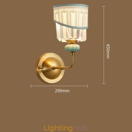 Pure Brass Luxurious Rustic Retro Vintage Brass Ceramics 1 Light Candle Wall Light with Fabric and Crystal Shade Special for Hotel Office Showroom Living Room Dinning Room Pure Brass Luxurious Rustic Retro Vintage Brass Ceramics 1 Light Candle Wall Light with Fabric and Crystal Shade Special for Hotel Office Showroom Living Room Dinning Room