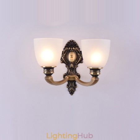 Pure Brass Luxurious Rustic Retro Vintage Brass 2 Light Candle Wall Light with Glass Shades Special for Hotel Office Showroom Living Room Dinning Room Pure Brass Luxurious Rustic Retro Vintage Brass 2 Light Candle Wall Light with Glass Shades Special for Hotel Office Showroom Living Room Dinning Room