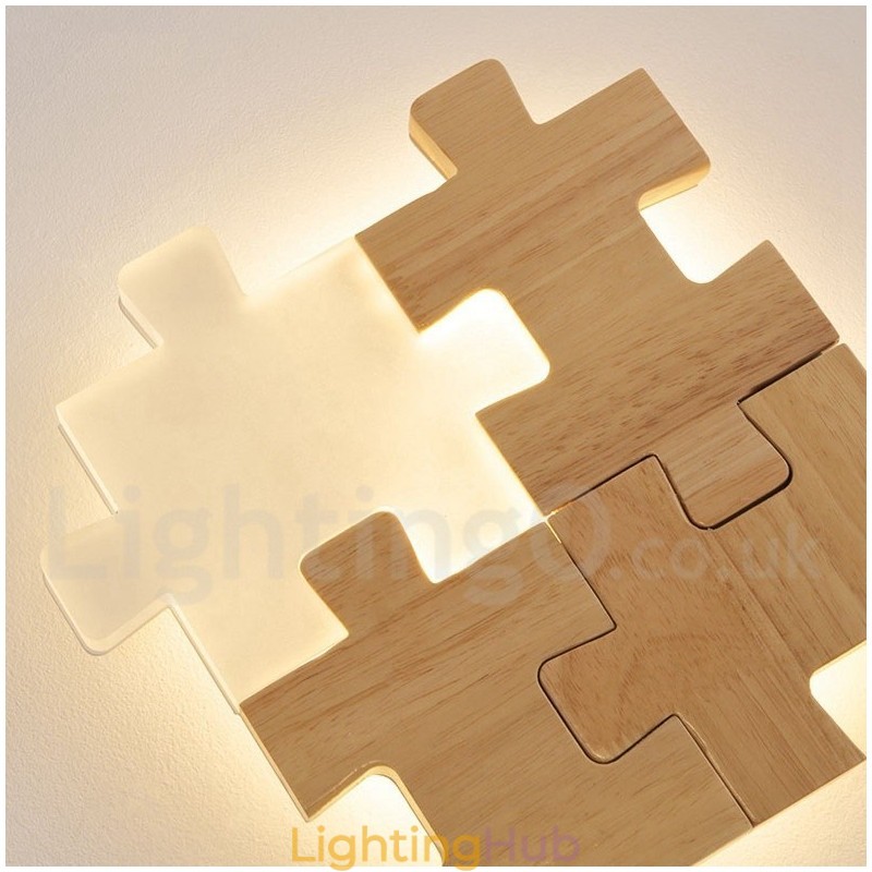 Wooden Wall Sconces with Acrylic Shade Modern Contemporary Wood Bamboo Wall Light