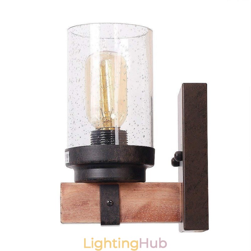 1 Light Vintage Wooden Industrial Style Wall Light for Wind Bar Loft Coffee Restaurant