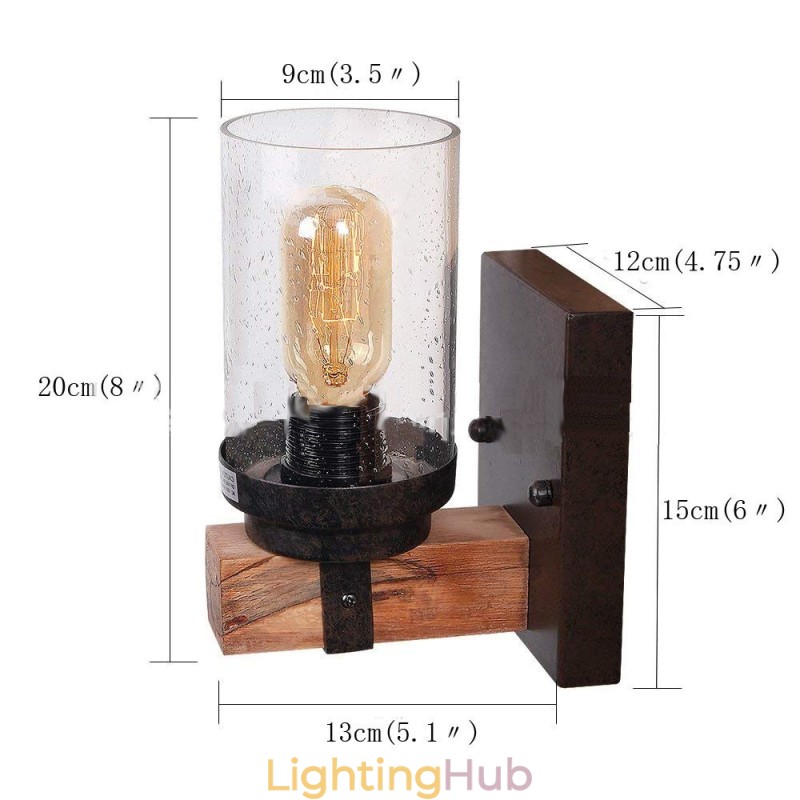 1 Light Vintage Wooden Industrial Style Wall Light for Wind Bar Loft Coffee Restaurant