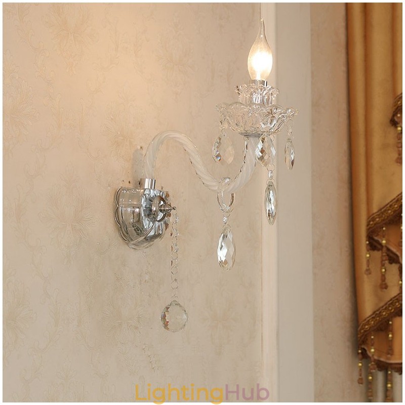 1 Light Matching Crystal Candle Retro Glass Wall Light