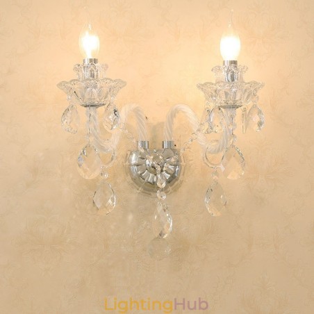 2 Light Matching Crystal Candle Retro Glass Wall Light 2 Light Matching Crystal Candle Retro Glass Wall Light