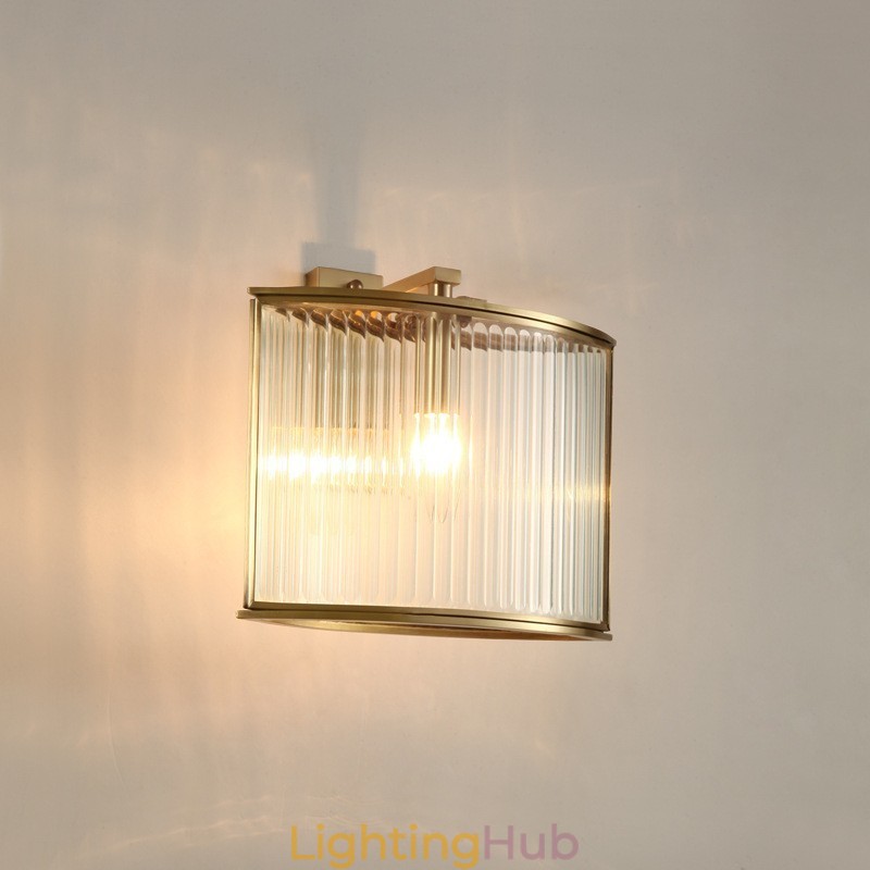 Pure Brass Luxurious Rustic Retro Vintage 1 Light Wall Light with Glass Shade