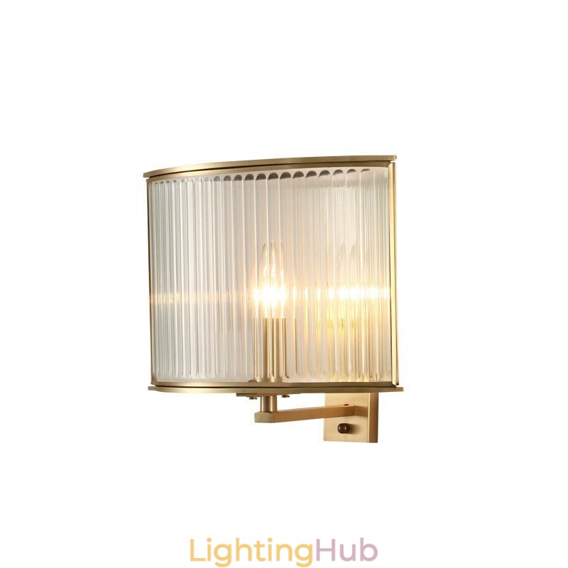 Pure Brass Luxurious Rustic Retro Vintage 1 Light Wall Light with Glass Shade