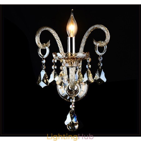 1 Light Matching Cognac Color K9 Crystal Candle Retro Glass Wall Light 1 Light Matching Cognac Color K9 Crystal Candle Retro Glass Wall Light