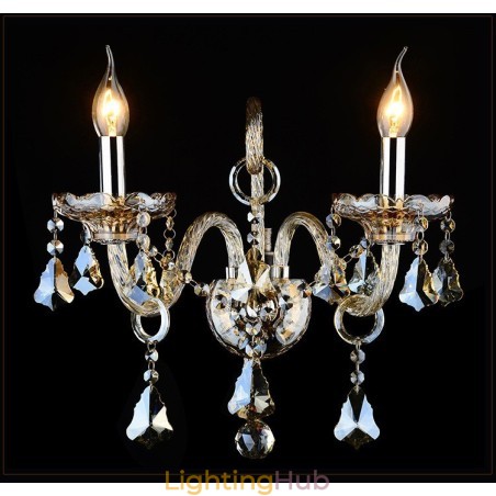 2 Light Matching Cognac Color K9 Crystal Candle Retro Glass Wall Light 2 Light Matching Cognac Color K9 Crystal Candle Retro Glass Wall Light