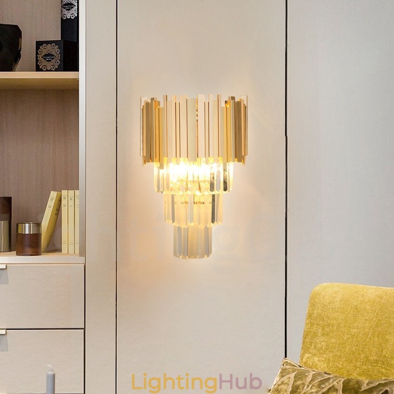Gold Matching Postmodern Luxury K9 Crystal Wall Light with Crystal Shade