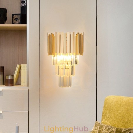 Gold Matching Postmodern Luxury K9 Crystal Wall Light with Crystal Shade Gold Matching Postmodern Luxury K9 Crystal Wall Light with Crystal Shade