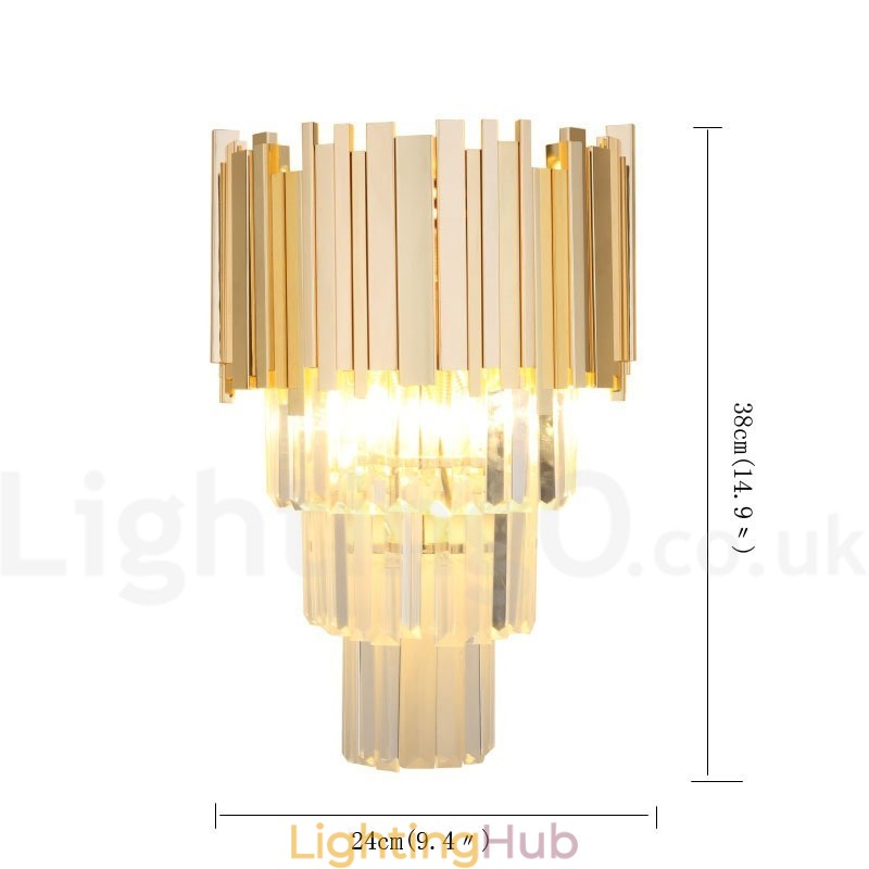 Gold Matching Postmodern Luxury K9 Crystal Wall Light with Crystal Shade