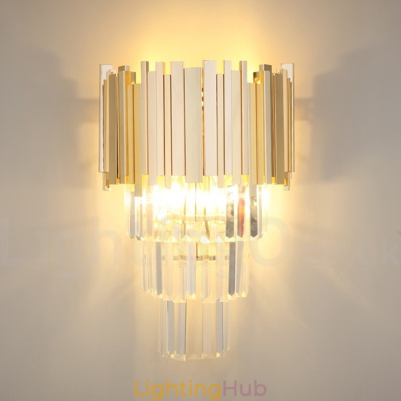 Gold Matching Postmodern Luxury K9 Crystal Wall Light with Crystal Shade