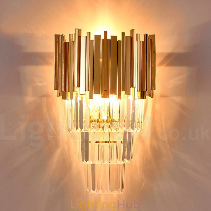 Gold Matching Postmodern Luxury K9 Crystal Wall Light with Crystal Shade