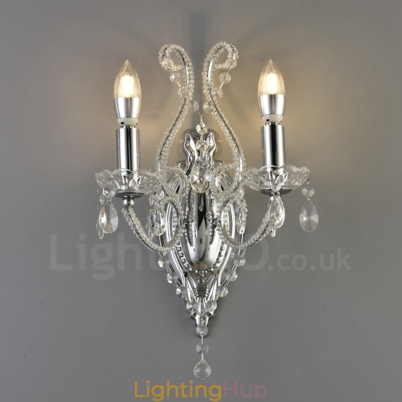 2 Light Gold Black American Style Crystal Wall Light for Living Room Dining Room Clothing Store Coffee Store Hotel